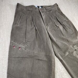 Vintage Pleated Hi Rise Cargo Pants Men 36x30 READ* Green Trousers Trilogy Baggy